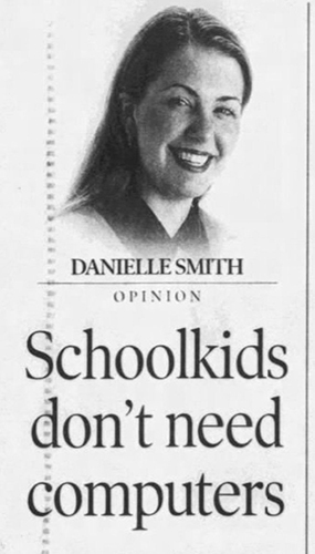 Calgary Herald article by Danielle Smith header: Schoolkids don't need computers